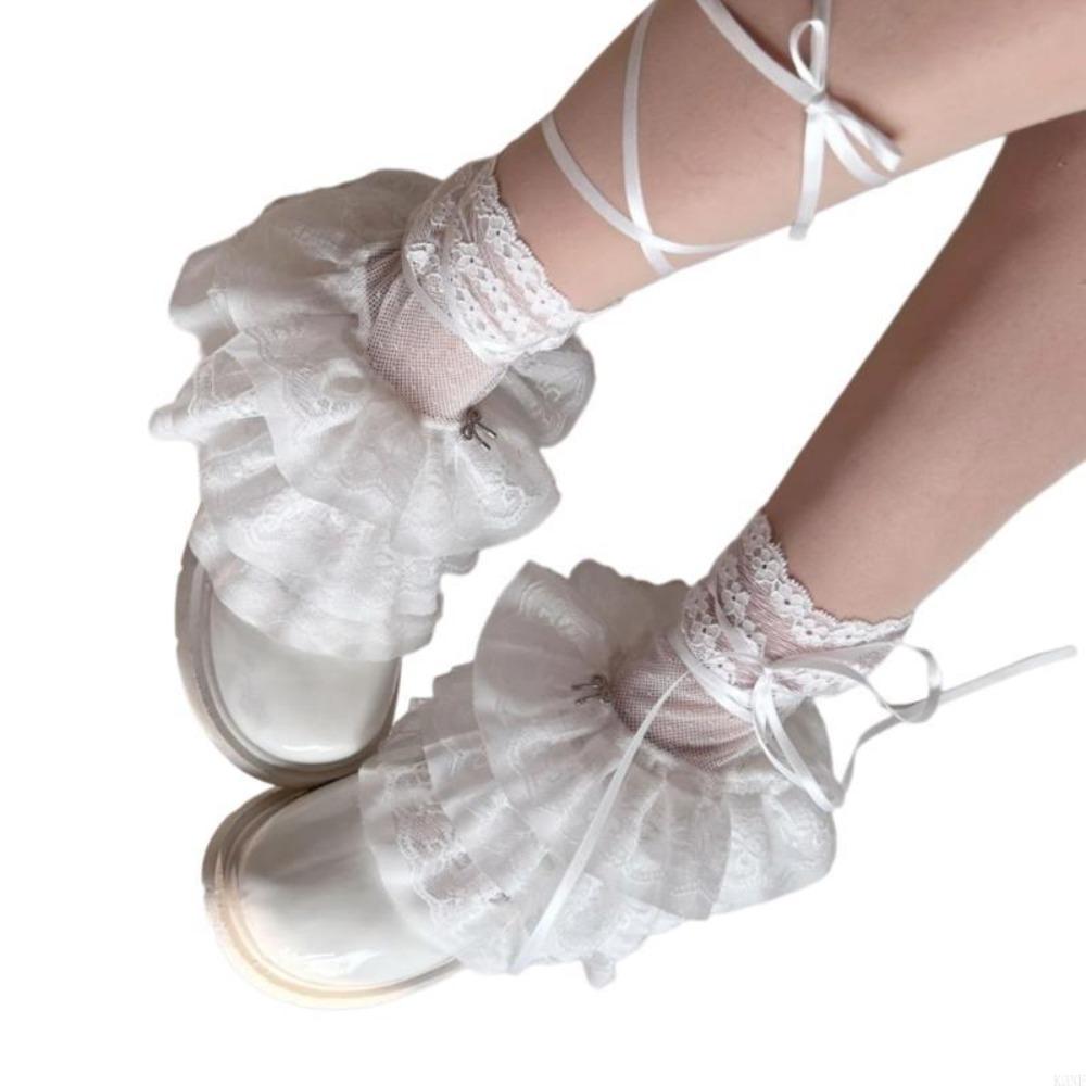 New Ruffle Lace Leg Warmer Comfortable Stretchy Boot Socks Sheer Mesh Leg Socks