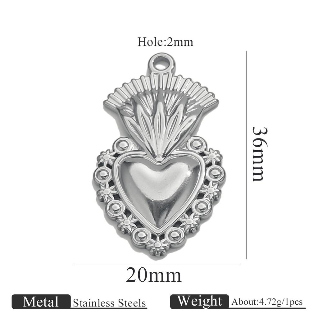 Yori 5PCS Stainless Steel Fashion Sun Love Heart Pendant Bracelet Necklace DIY Accessories Waterproof Wholesale