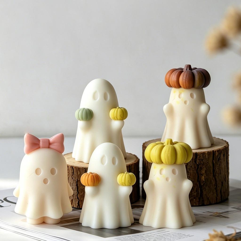 Cute Ghost Silicone Mold Smooth 3d Ghost Candle Mold Halloween Decor Mold Three-Dimensional For Home Decor Handmade Candles Diy