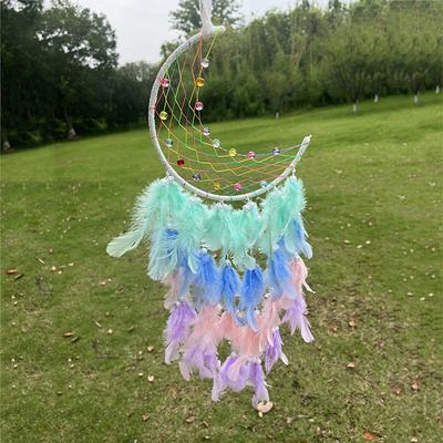 Mond Traumfänger Bunte Feder Windspiel Kreative Wohnzimmer Hängende Ornamente Festival Party Geschenk Heimdekoration Handwerk