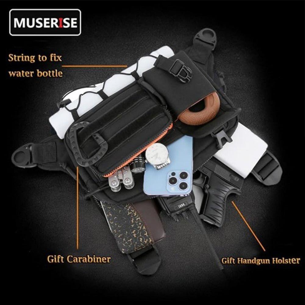 Tactical Sports Chest Bag Pouch Large Capacity Multifunctional Vest Backpack Adjustable Strap Chest Pack Rig for Outdoor Running
