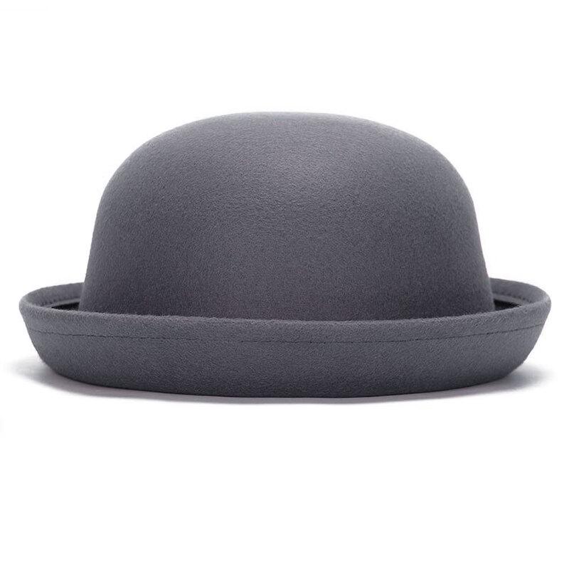 ZHENYUEQI Parent-Child Imitation Wool Felt British Round Top Hat