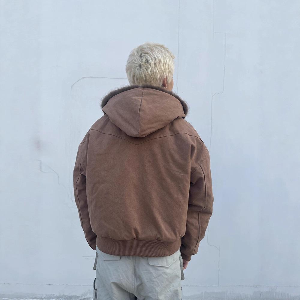 [Winter Explosion] Padded-On Men'S Padded Clothing Hooded Fur Collar High-End Fleece Thickened Men'S Padded Jacket