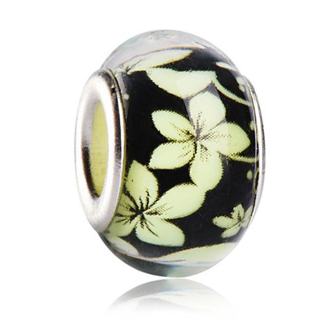 Daisy Flower Round Murano Glass Beads for Charm Bracelet Pendant DIY Jewelry