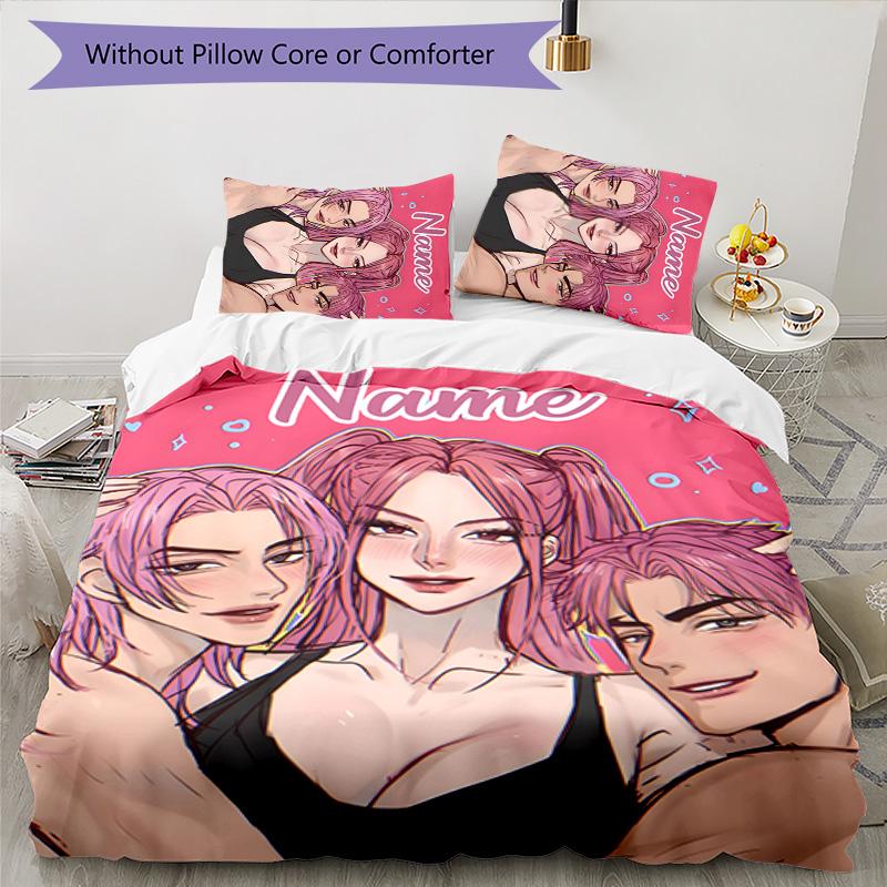 3pcs KPop Demon Hunters47 Cover Set - Personalized Name, HD Printed Bedding with 1 Cover and 2 Pillowcases - Perfect for Home Decor, Easy Care