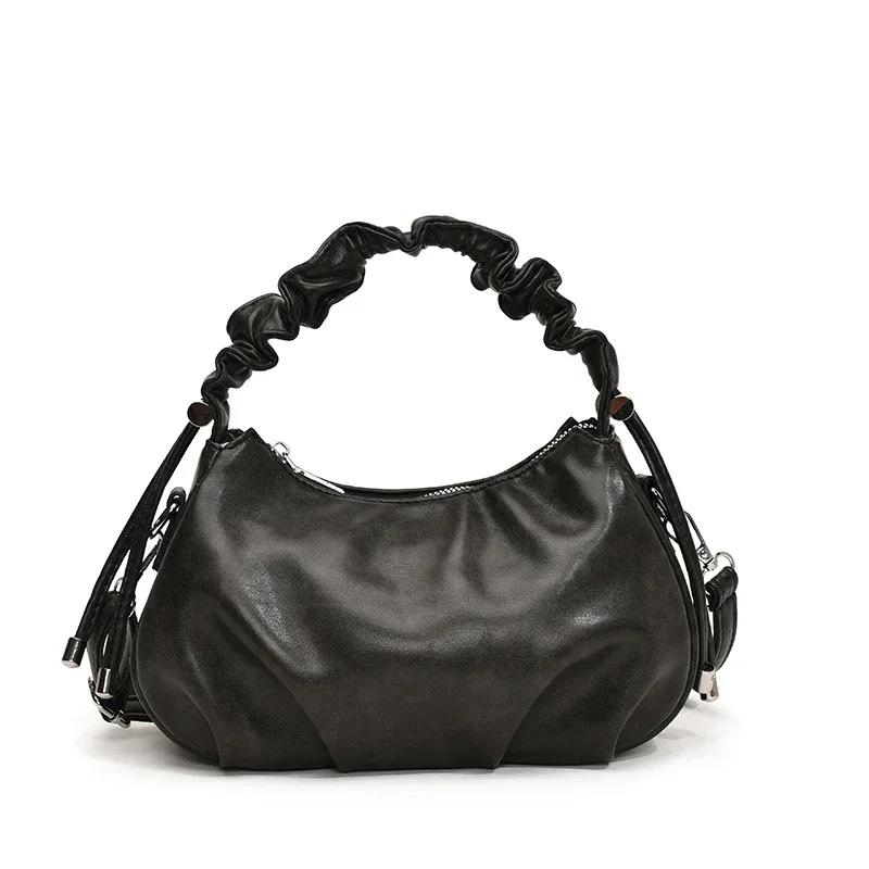 

Сумка через плечо из цельного полиуретана с застежкой-молнией в стиле ретро для женщин высокого качества, модные и универсальные сумки через плечо