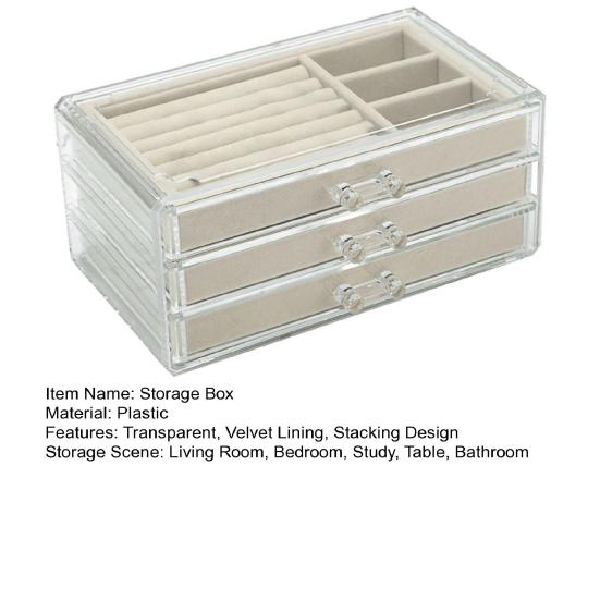 Storage Box with Velvet Lining Display Large Compartment Modular Stacking Design Watches Bracelets Jewelry Organizer