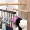 1PCS Round Wood Sling Hangers Multi-functional Underwear Vest Storage God Household Dormitory Solid Wood Hook Wave Drying Racks