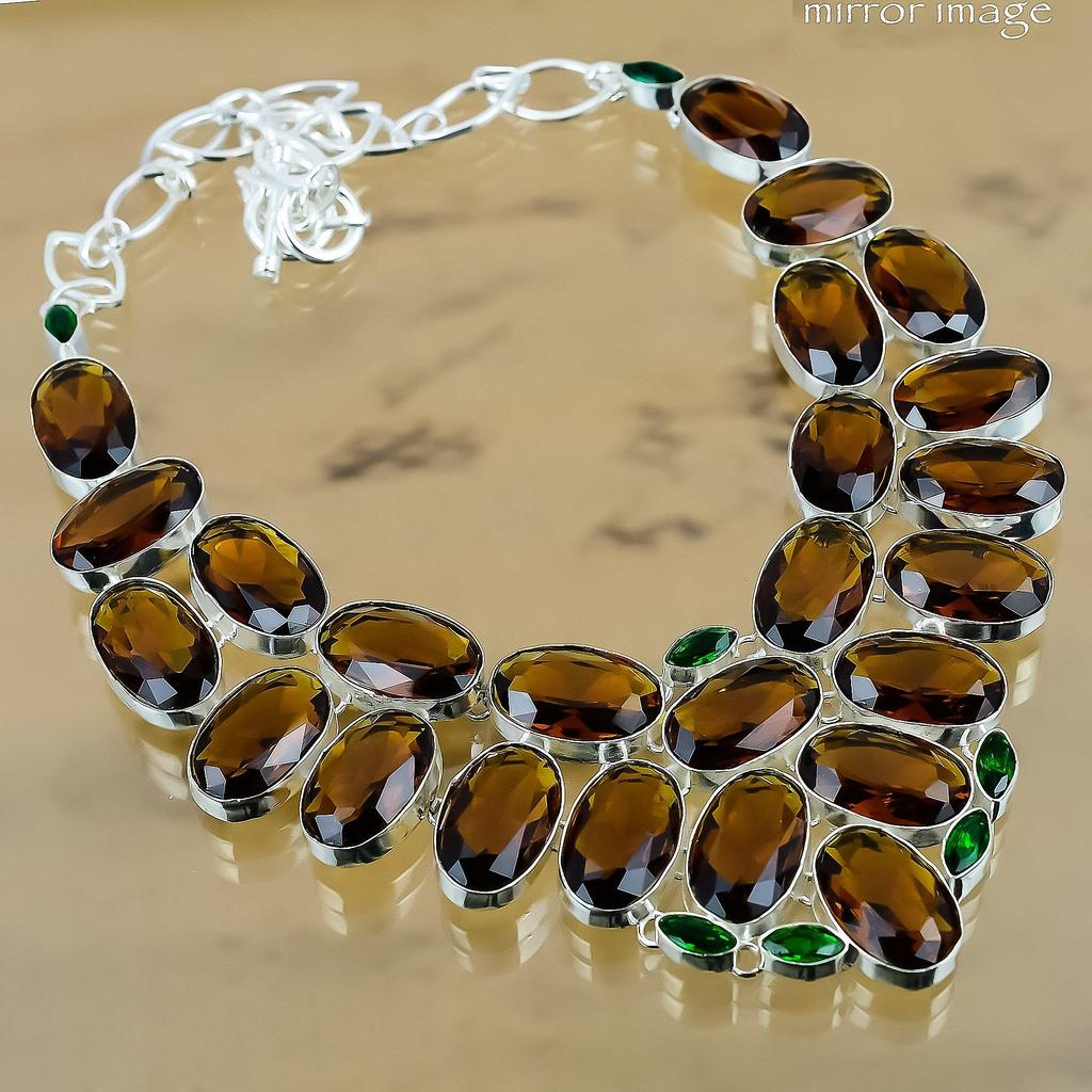 Gift For Women Chain Adjustable Necklace 925 Silver Natural Citrine Gemstone