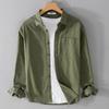 Casual Shirt Fashion Gentleman Breathable Pure Cotton British Style Outdoor Solid Color Slim Casual Long Sleeve Cotton Shirt
