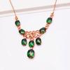 Exquisite Russian 585 Purple Gold Fashion Luxury Greenstone Egg Necklace Color Gold Plated Rose Gold Retro Set Chain