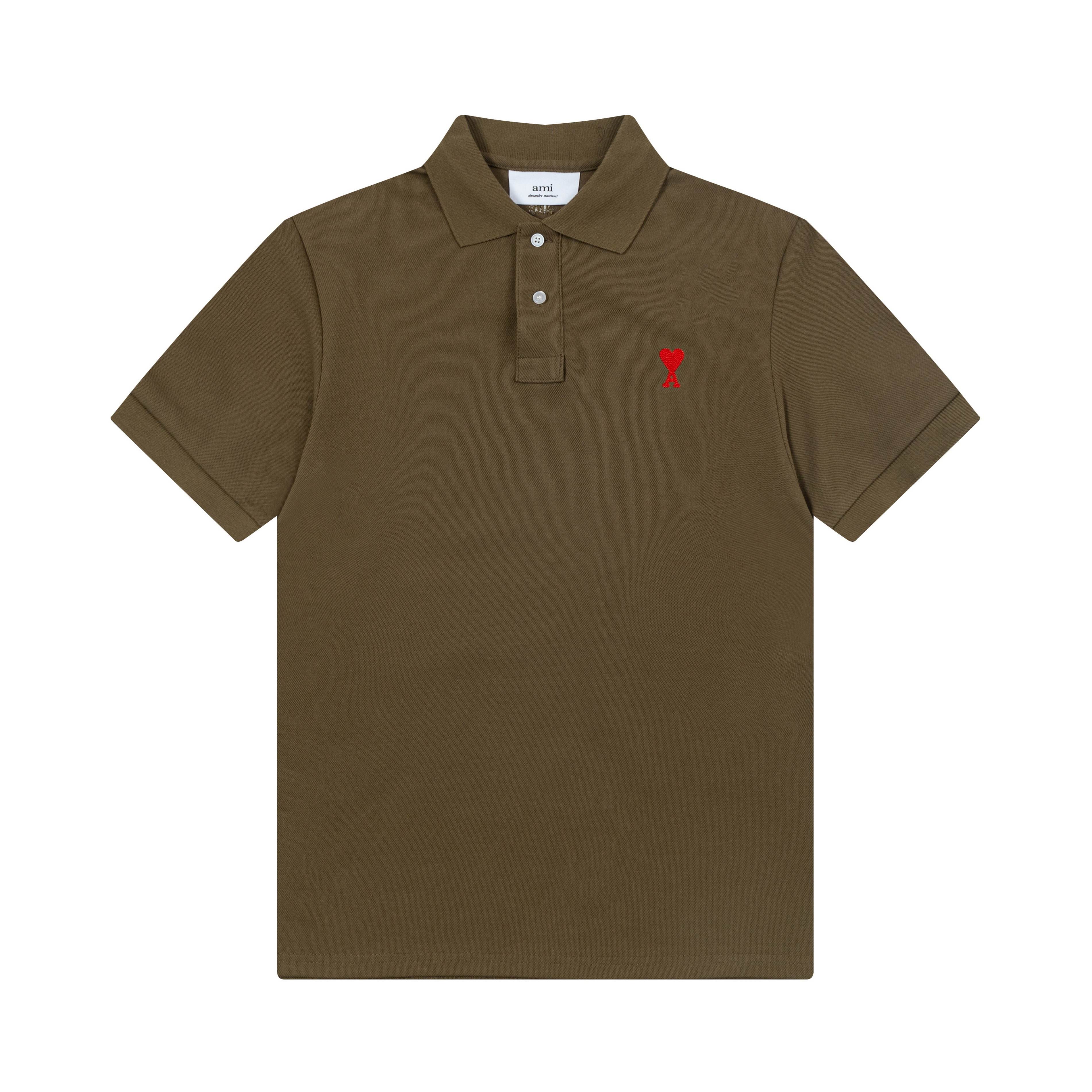 

AMI Весна та Літо Комір Класична Вишивка Серце Літера А Персикове Серце Чиста Бавовна Чоловіча Поло З Коротким Рукавом XL