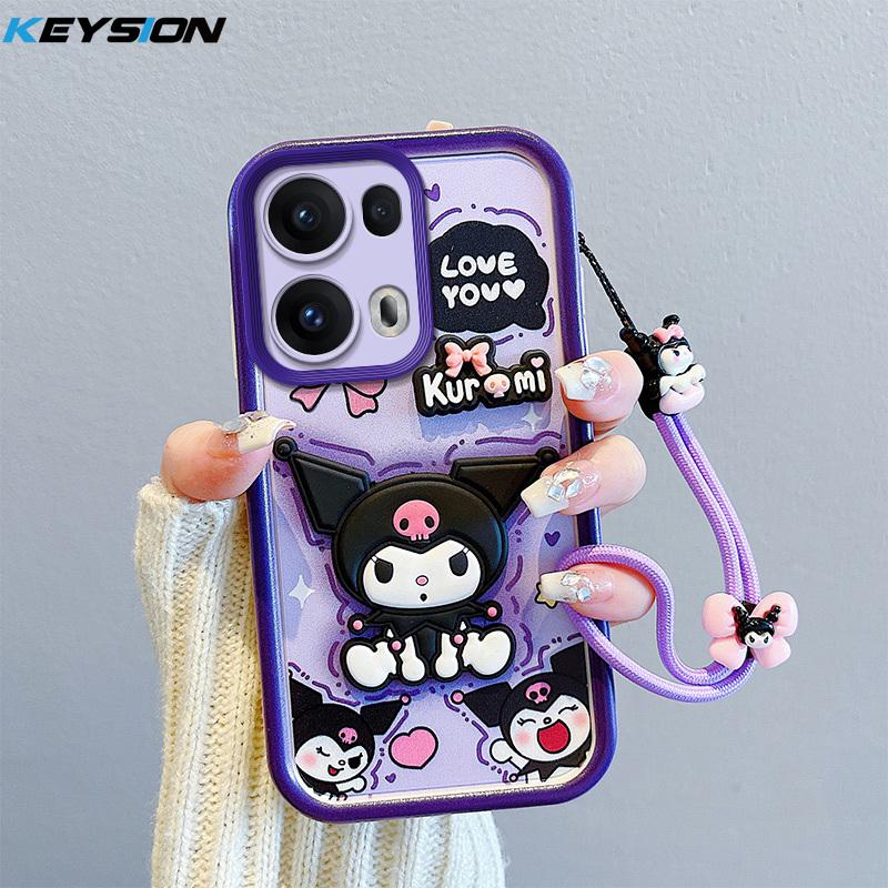 KEYSION Shockproof Case for OPPO Reno13 Pro 5G with Lanyard Soft Silicone Cute 3D Cartoon Doll Phone Cover for OPPO Reno 13 5G
