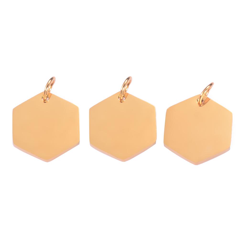 10Pcs/Lot High Quality Polished Stainless Steel Hexagon Shape Pendant Charms Suitable for Bracelet Necklace DIY Jewelry Making