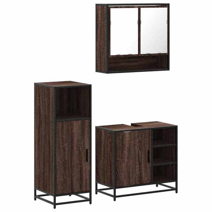 VidaXL Ensemble de meubles de salle de bain 3 pcs Chêne marron, armoire de salle de bain, placard de salle de bain, meuble 3300999
