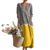 Abito Midi da Donna con Scollo a V, Stampa Floreale Grande, Manica Lunga, Vestibilità Larga, Stile Boemo, Casual, Vestito Estivo da Spiaggia con Tasche