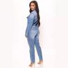 European & American Slim Fit Stretch Denim Jumpsuit with Small Leg Opening