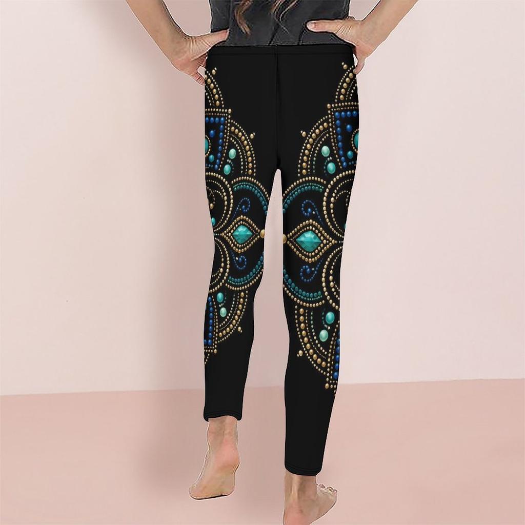 Girls Rainbow Galaxy Printed Full Length Stretch Waist Yoga Leggings