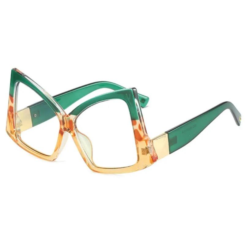 Fashion Polygon Big Frame Anti Blue Light Glasses Women Prescription Myopia Retro Men Green Yellow Eyewear