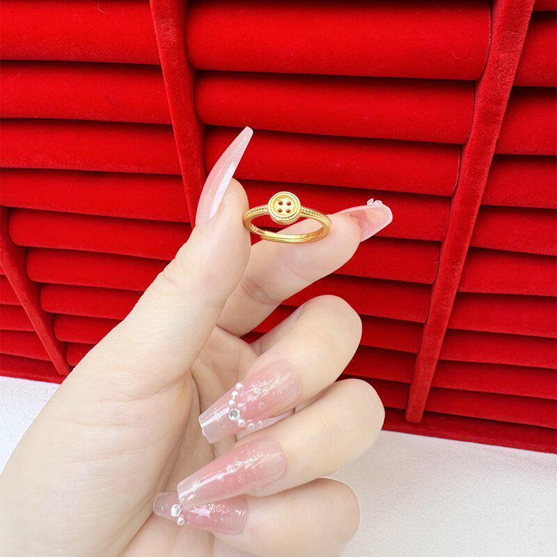 Exquisite Sand Gold Open Ring for Women: High-End Niche Design, Light Luxury Style, Long-Lasting Color, Imitation Gold.