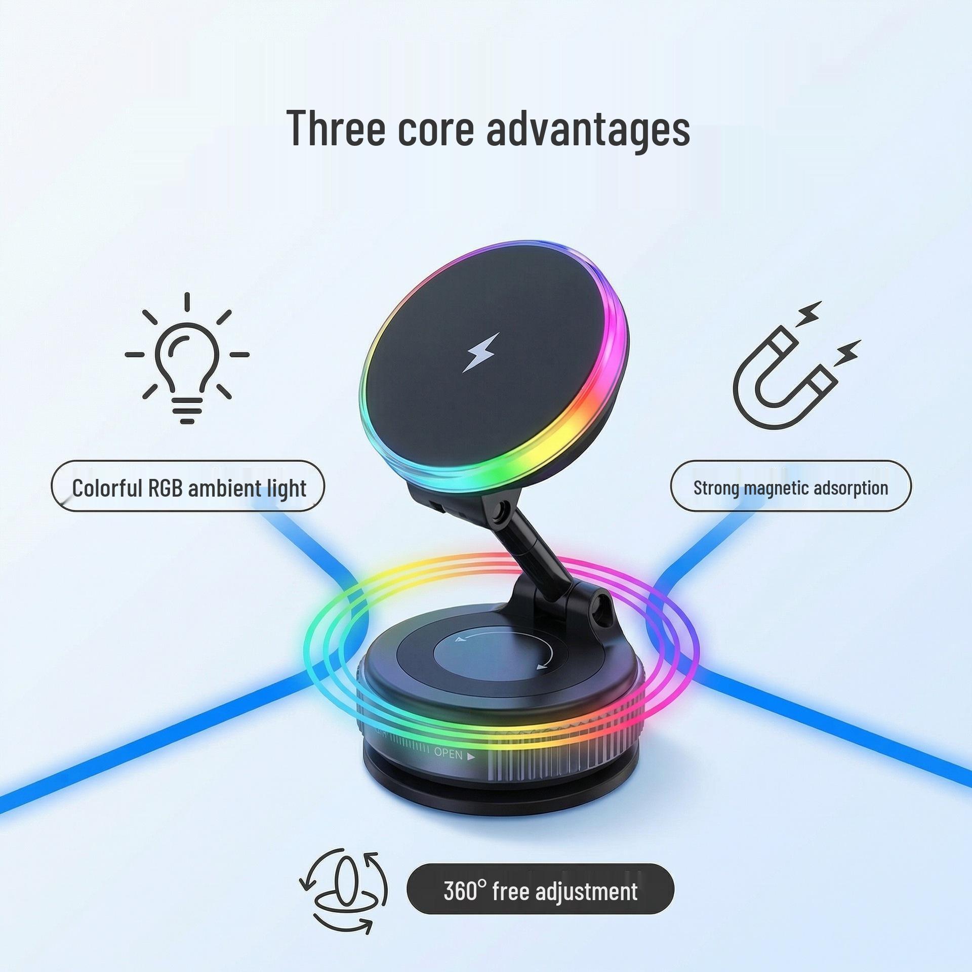 Rotating Magnetic Car Phone Holder with Wireless Charging