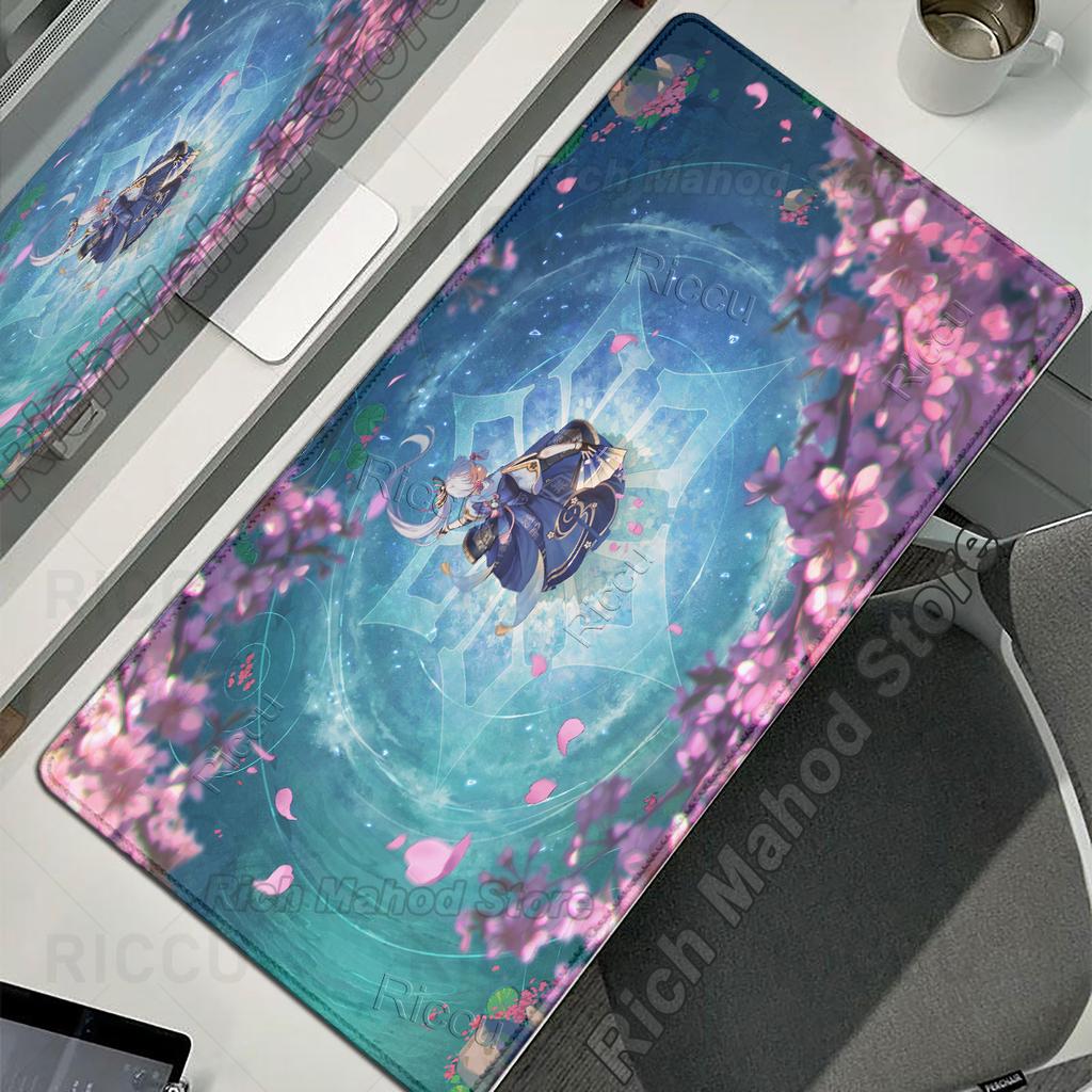 Cute Anime Girl XXL Desk Mat Genshin Impact Kamisato Ayaka Mouse Pad Gaming Keyboard Mousepad PC Accessories HD E-Sports Playpad