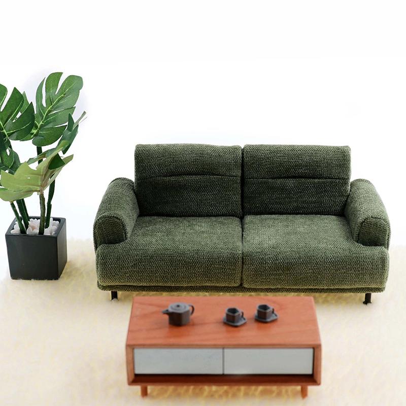1:12 Mini Diy Dollhouse European Style Double Sofa Simulation Miniature Living Room Furniture Kids Pretend Play Doll House Decor