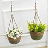 Stroh Hängender Korb Hanfseil Geflochtene Blumenkörbe Topfpflanzen Blumentöpfe