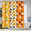 Halloween Pattern Shower Curtain Set Waterproof Decoration for Bathroom Bright Colors Pumpkin Ghosts Halloween Party Supplies Or