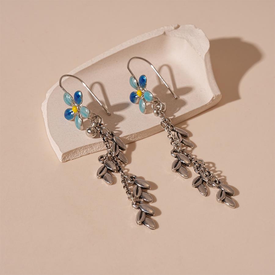 

Элегантные этнические серьги в стиле ретро с подвесками-кисточками в виде цветка и листа с капельной эмалью для женщин