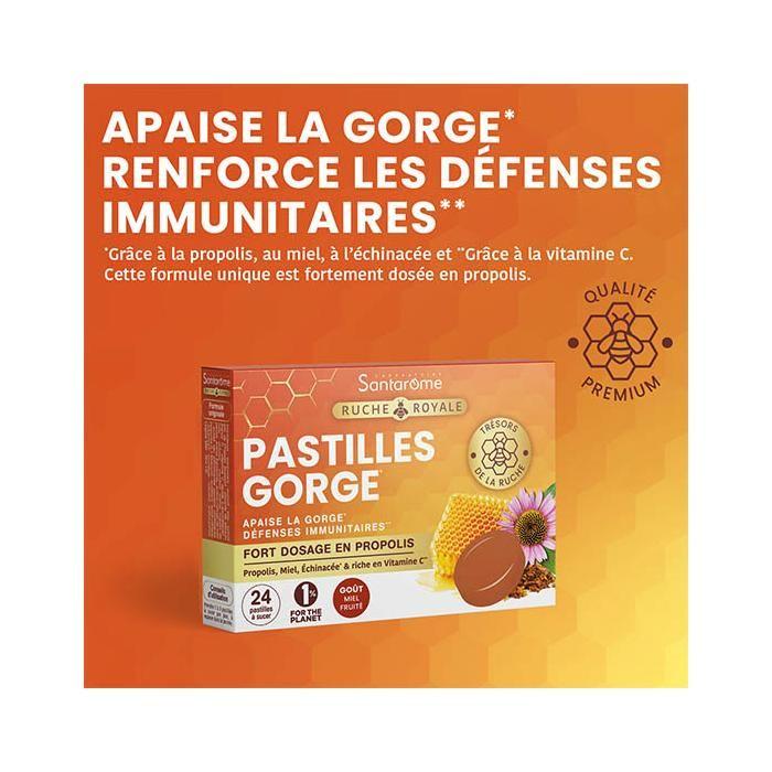 Santarome Pastilles pour Apaiser la Gorge Propolis &amp; Miel 24 pastilles