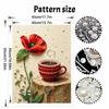 Elegant Framed Pearl Art DIY Set with Poppy Coffee Cup 5D Sparkling Bead Canvas Painting Ready to Display Romantic Home Decor Art Gift