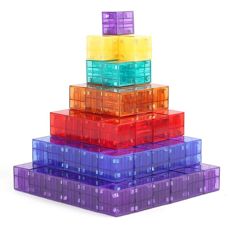 Transparent Magnetic DIY Square  Assembled Building Block Set Model Fun Parent Child Interactive Puzzle Toy Gift