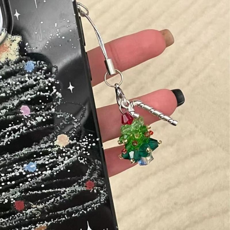 Weihnachts-Schlüsselanhänger Leicht Perlen Schlüsselanhänger Taschenanhänger Niedlicher Weihnachtsbaum Handyband Für Feiertagsgeschenke