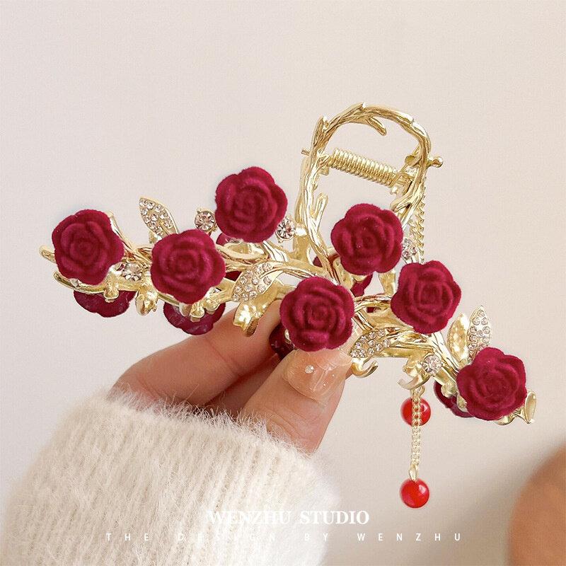 

Заколка для волос со сливовым бантом, красная роза, зажим в форме акулы, зажим для волос, аксессуары для волос, высококачественная заколка в виде акулы, зажим для волос, головной убор