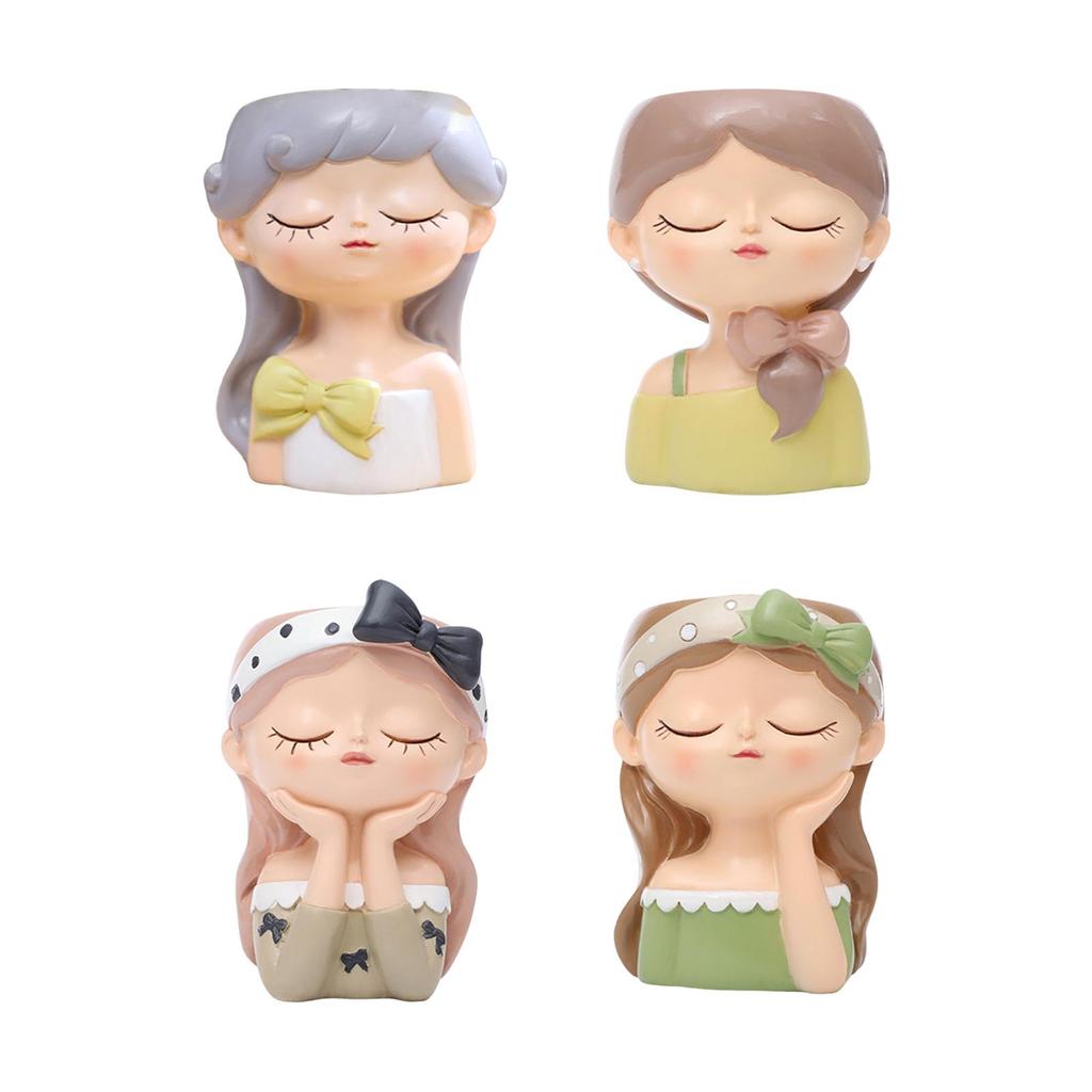 Girl Flower Pot Plant Container Cute Ornament Home Decoration Gift with Drainage
