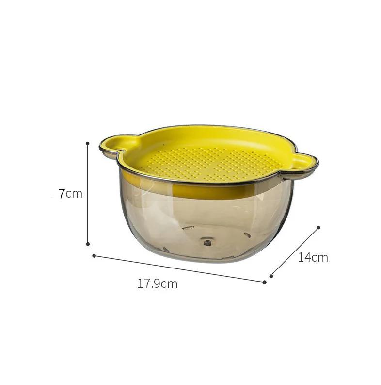 Kitchen Drain Basket Household Washing Basket Filter Basket Fruit Plastic Double Wash Fruit Tray Plastic Washing Vegetables