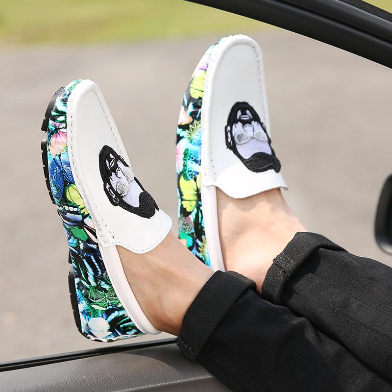 New Mens Dress Shoes Embroidery Leather Driving Fashion Designer Handmade Wedding Party Loafers Oxford Shoes for Men Big Size 45