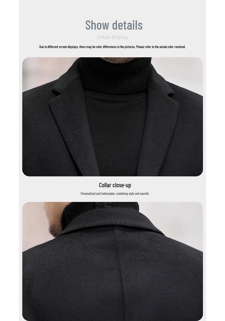 2024 Winter Men's Wool Cashmere Short Lapel Jacket - Double-Sided Nisi Collection for Middle-Aged