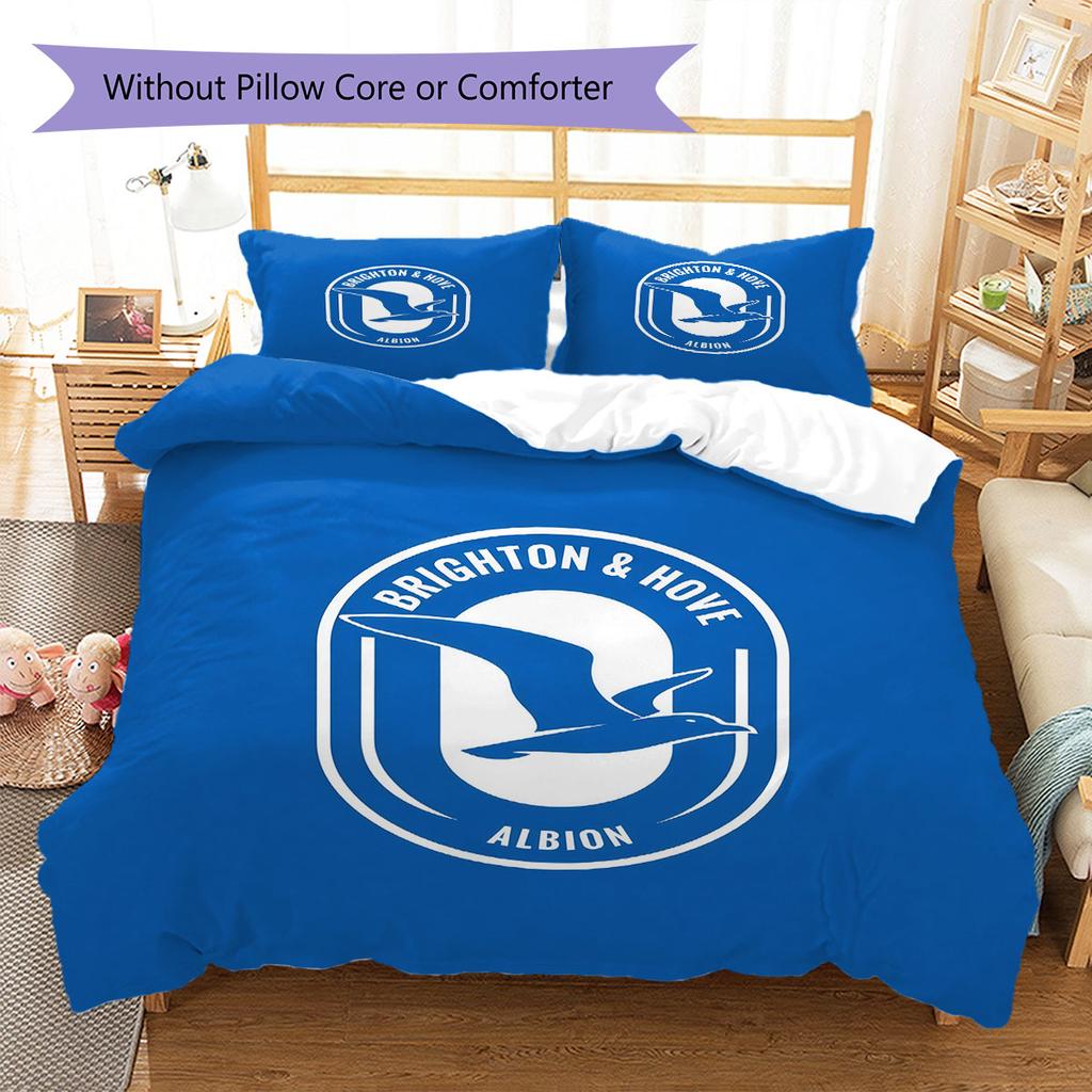Σετ Κλινοσκεπασμάτων Μοτίβο Brighton & Hove Albion, Σετ Παπλώματος Κάλυμμα Παπλώματος Μαξιλαροθήκη Οικιακό Δώρο Γενεθλίων(1 * παπλωματοθήκη + 2 * μαξιλαροθήκη, χωρίς πυρήνα)