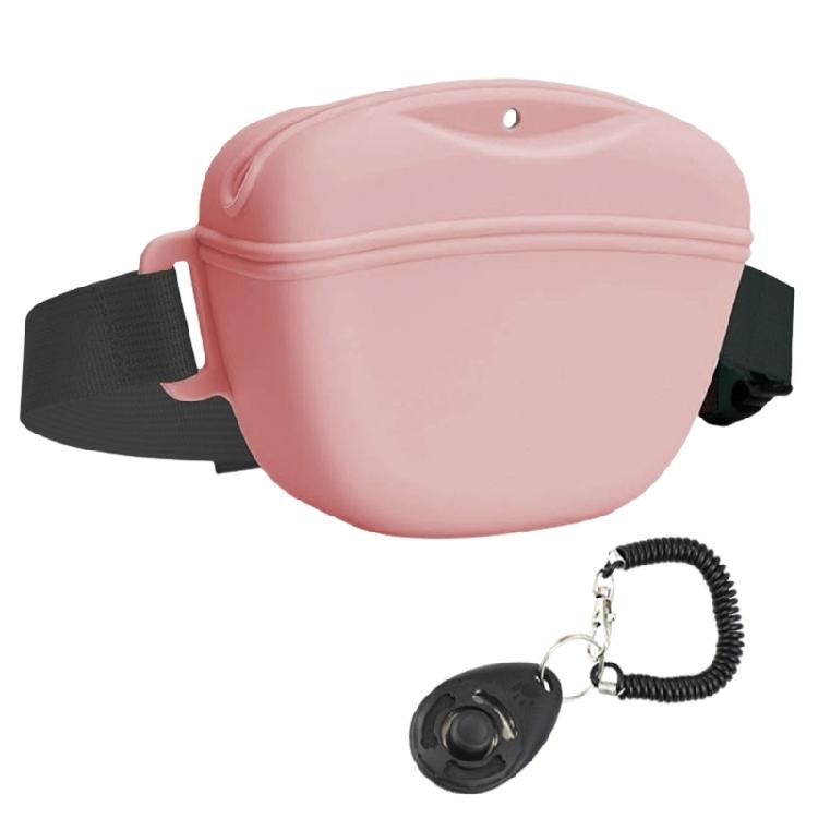 Praktische Haustier-Trainingsentasche mit Trainingsclickern Flexible Silikon-Leckerchentasche mit verstellbarem Hüftgurt