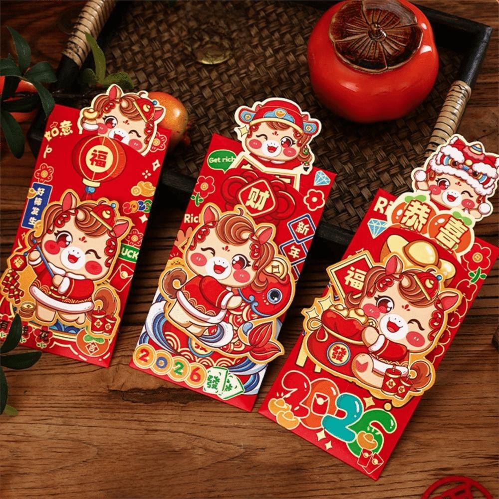 4pcs Best Wishes Chinese Style Red Envelope Paper Traditional Lucky Money Packets Blessing Money Pouch Traditional Gift