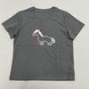 Gray Women's Round Neck Short Sleeve T-shirt with Cartoon Pony Embroidery - Pure Cotton, Summer Style, Versatile Base Layer.