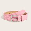 Adjustable Hollow Heart Belt Pin Buckle Rhinestone Buckle Belt Casual Waist Belt  For Ladies