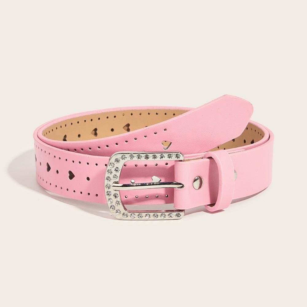 Adjustable Hollow Heart Belt Pin Buckle Rhinestone Buckle Belt Casual Waist Belt For Ladies