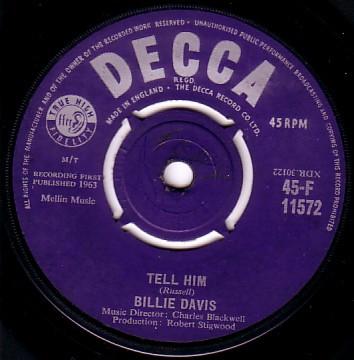 

7inch Record BILLIE DAVIS - Tell Him 45F11572 Decca 1963 UK Rock Used