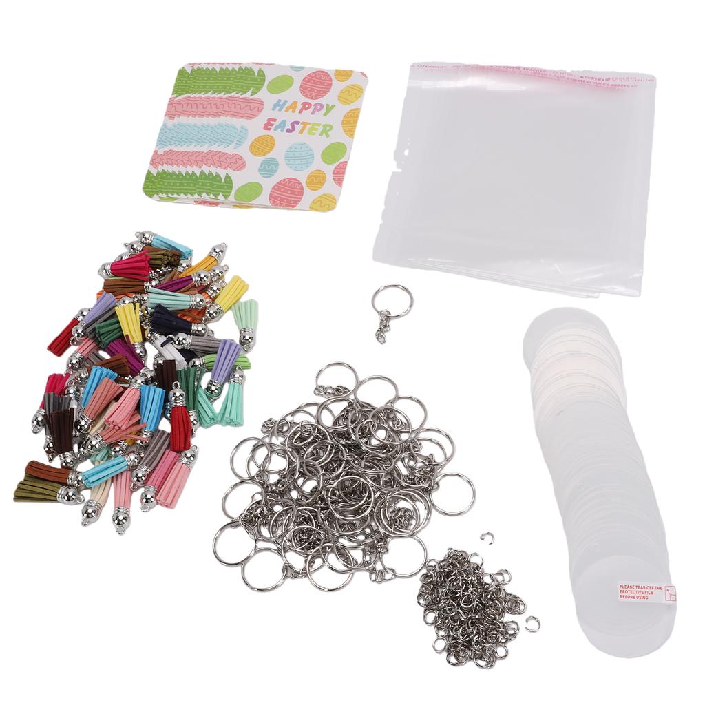 380 Pezzi Portachiavi Acrilici Vuoti Kit Artigianale DIY con Nappe Anellini Cartoncino per Progetti Regali Personalizzati