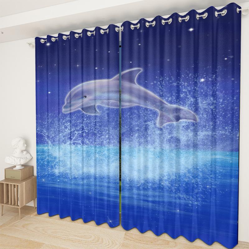 Ocean Curtain Bedroom Living Room Balcony Blackout Curtain Office Hotel Insulation Curtain