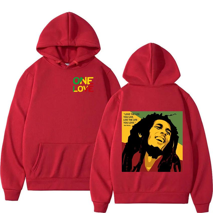 Rapper Bob Marley One Love Graphic Hoodie Men Casual Fashion Retro Pullover Sweatshirt Unisex Hip Hop Oversized Hoody Streetwear