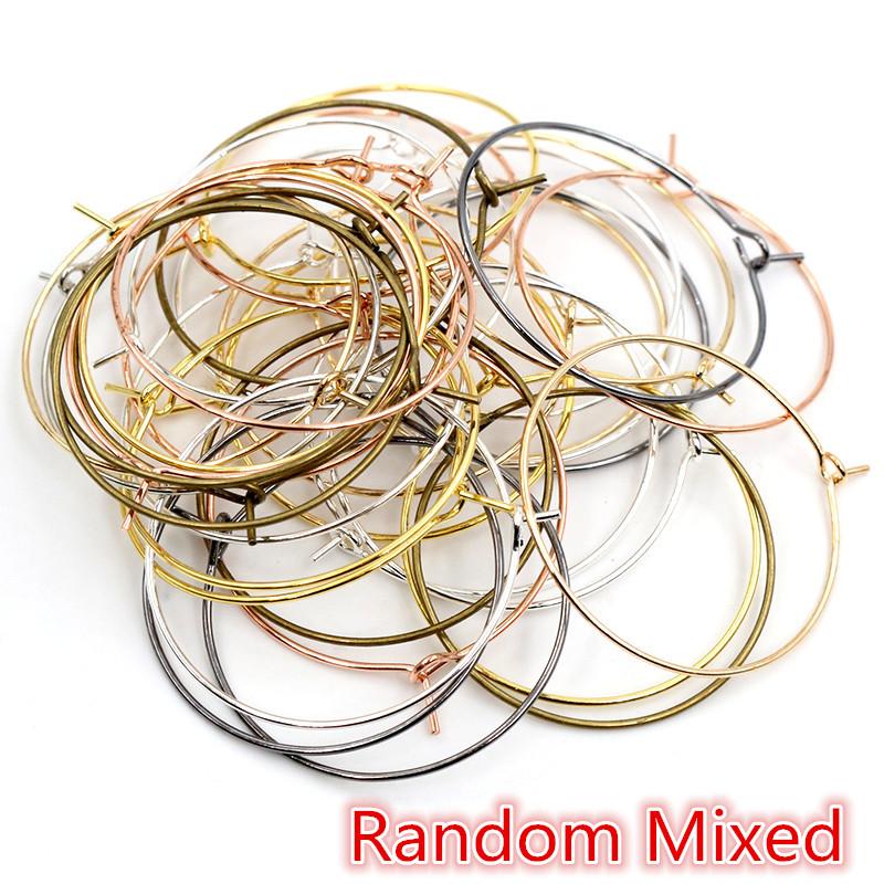 50pcs 20-40mm KC Gold Silver Color Hoops Earrings Big Circle Ear Hoops Earrings Wires For DIY Jewelry Making Supplies